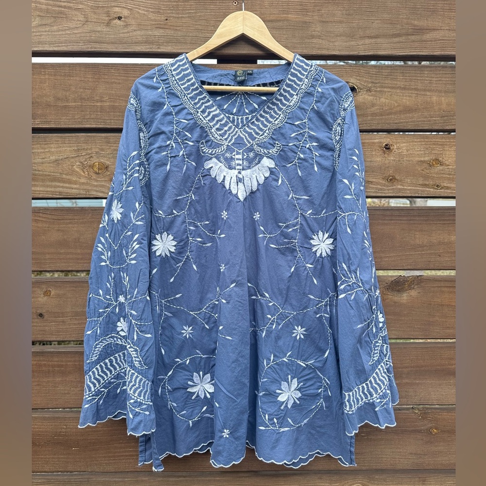 East Essence Women’s Floral Embroidered Tunic Kurti Cotton Dress